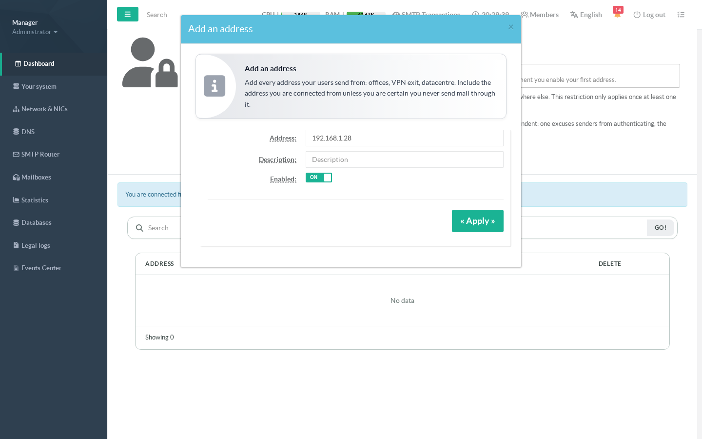 Adding an address