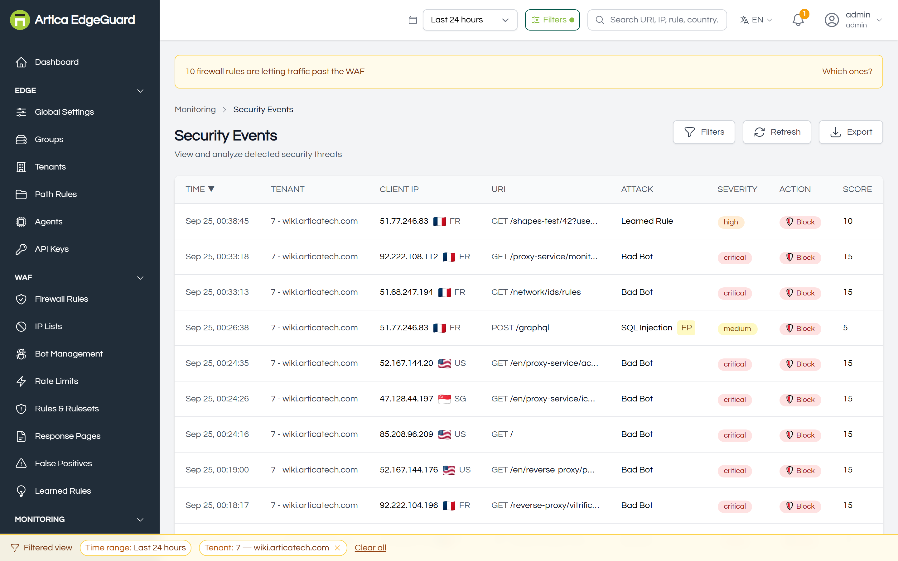 The block in Security Events