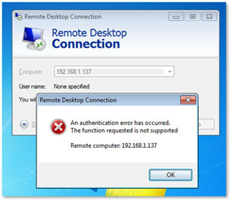 An authentication error has occurred