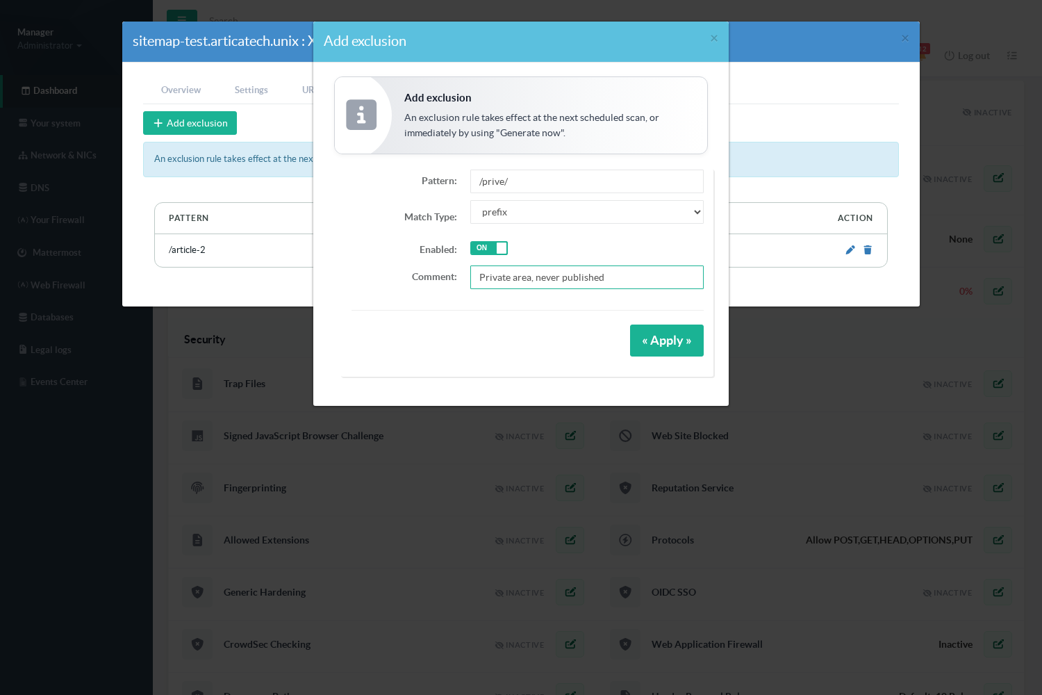 Add exclusion form