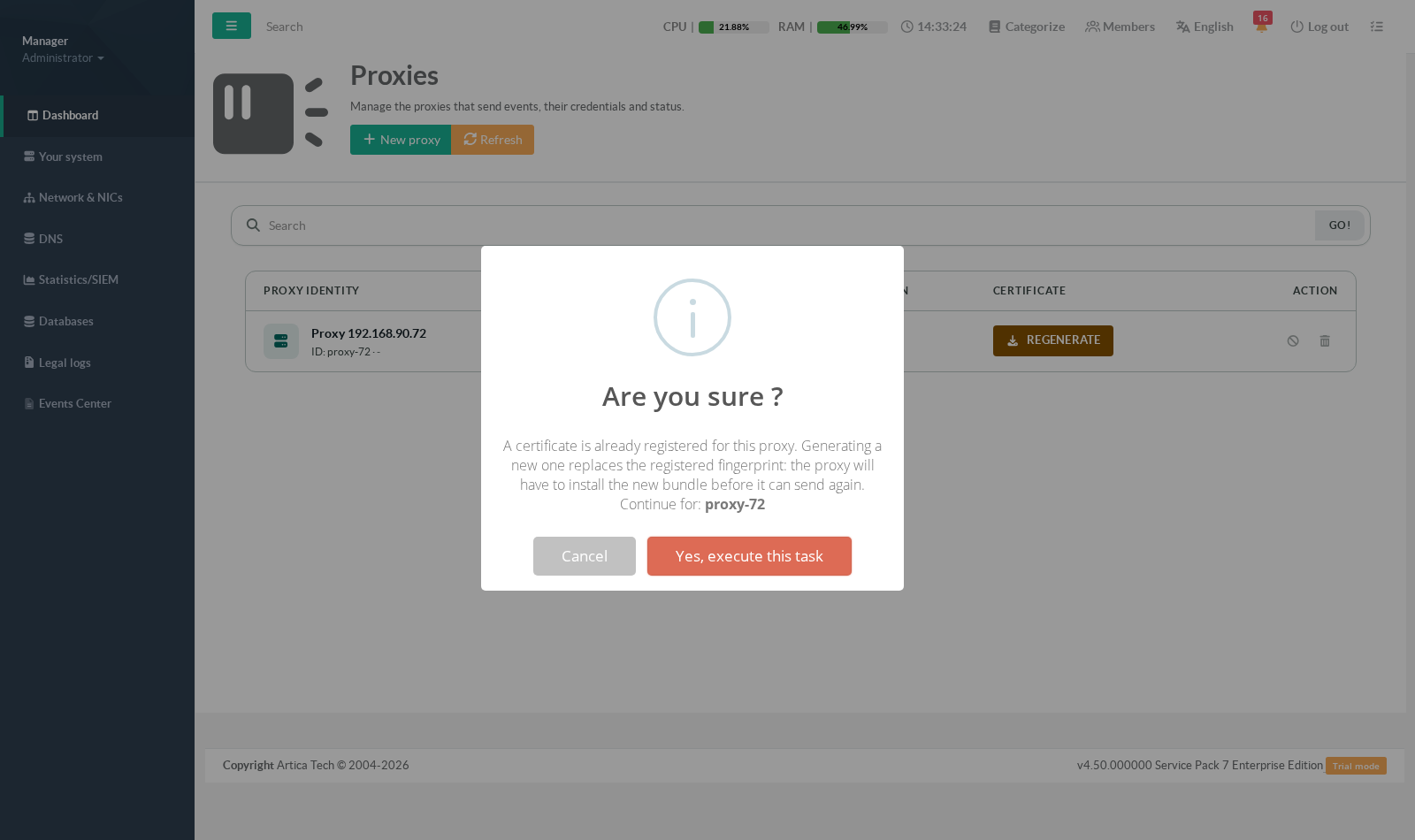 Certificate generation confirmation