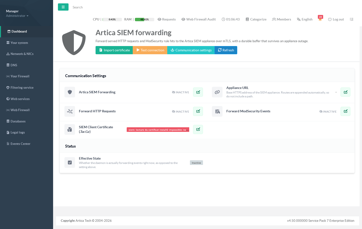 The forwarding page before any configuration