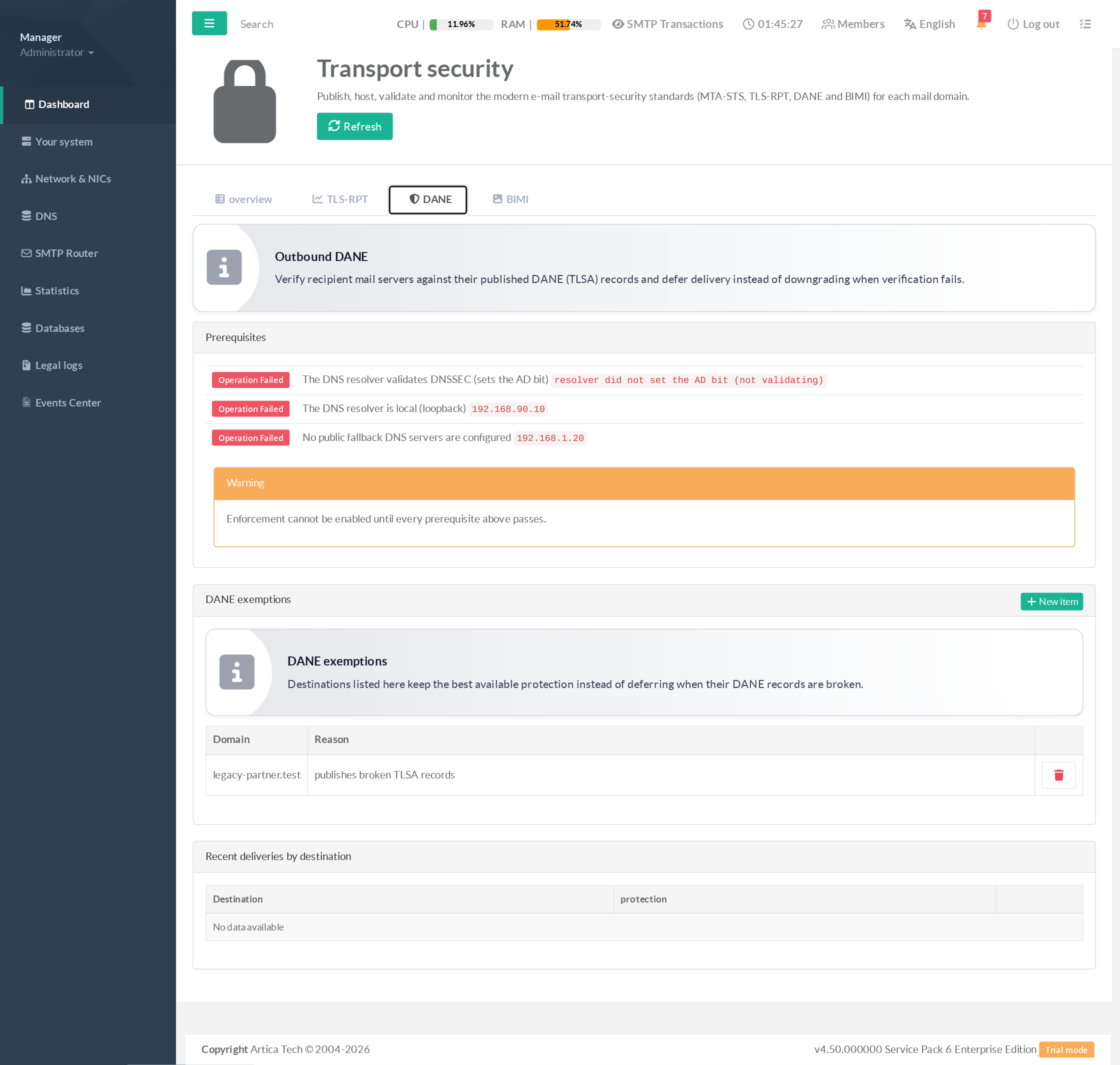 Outbound DANE: prerequisites, exemptions and deliveries